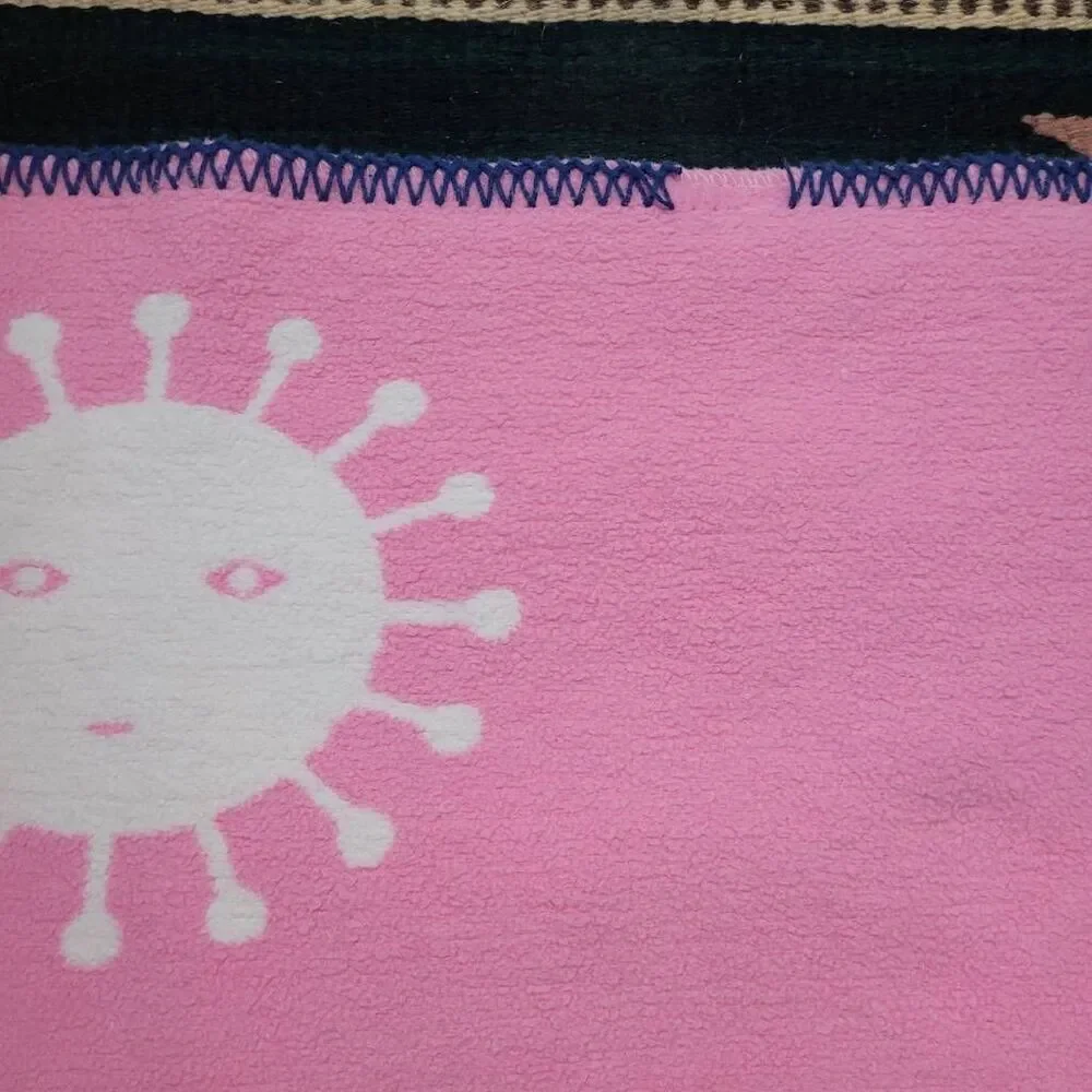 Two Jonathan Adler Junior Cotton‎ Flannel Animal Baby Child Blanket Pink White